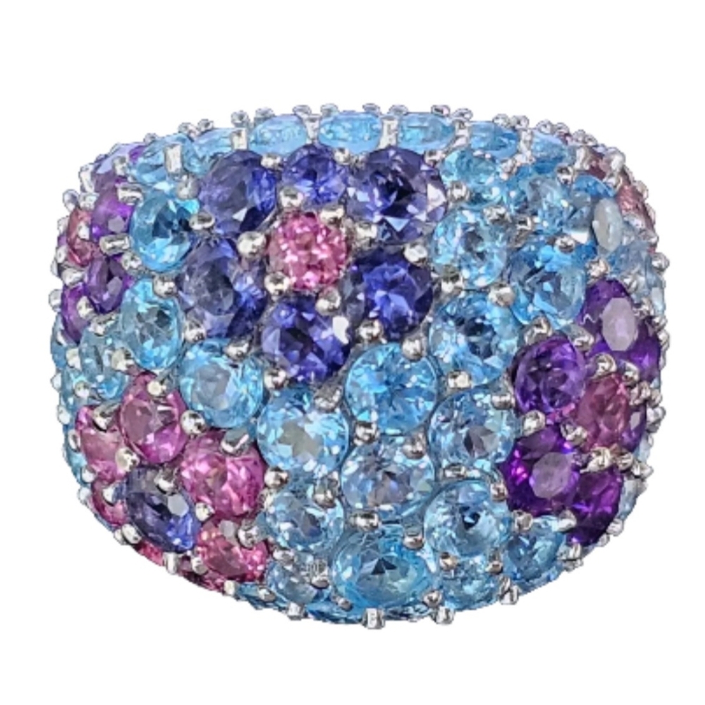 Pasquale Bruni 18K Multistone Flower Cocktail Band Ring